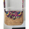 Sac à main bandoulière en liège multicolore et imprimé oiseau