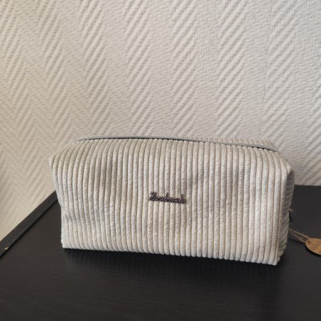 Trousse de toilette en velours argenté et intérieur étoilé argenté