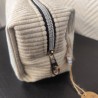 Trousse de toilette en velours argenté et intérieur étoilé argenté