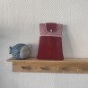 Pochette à livre de poche molletonnée en velours bordeau et rayure assorti