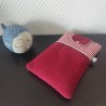 Pochette à livre de poche molletonnée en velours bordeau et rayure assorti