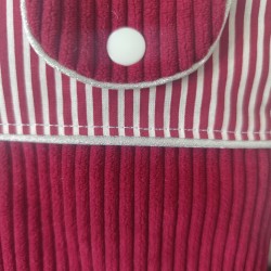 Pochette à livre de poche molletonnée en velours bordeau et rayure assorti