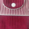 Pochette à livre de poche molletonnée en velours bordeau et rayure assorti