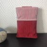 Pochette à livre de poche molletonnée en velours bordeau et rayure assorti