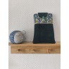 Pochette à livre de poche molletonnée en velours vert sapin et imprimé fleuri vert