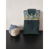 Pochette à livre de poche molletonnée en velours vert sapin et imprimé fleuri vert