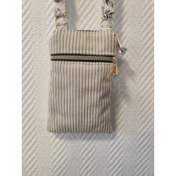 Pochette téléphone velours écru et imprimé fleuri mimosa
