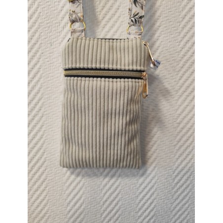 Pochette téléphone velours écru et imprimé fleuri mimosa