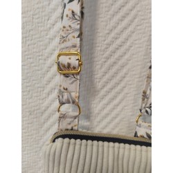 Pochette téléphone velours écru et imprimé fleuri mimosa