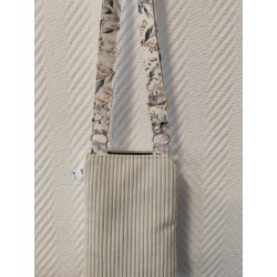 Pochette téléphone velours écru et imprimé fleuri mimosa