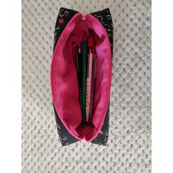 Trousse d'école calcul fond noir / rose