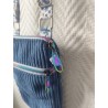 Pochette téléphone velours bleu jean et imprimé fleuri bleu