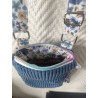 Pochette téléphone velours bleu jean et imprimé fleuri bleu