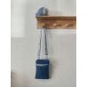 Pochette téléphone velours bleu jean et imprimé fleuri bleu