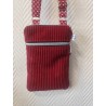 Pochette téléphone velours bordeau et imprimé à pois blanc assorti