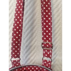 Pochette téléphone velours bordeau et imprimé à pois blanc assorti