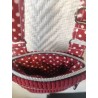 Pochette téléphone velours bordeau et imprimé à pois blanc assorti