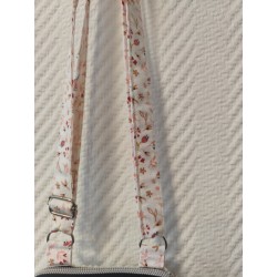 Pochette téléphone velours écru et imprimé petites fleurs roses