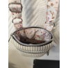 Pochette téléphone velours écru et imprimé petites fleurs roses