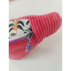Sac banane velours coloris pamplemousse et imprimé jungle