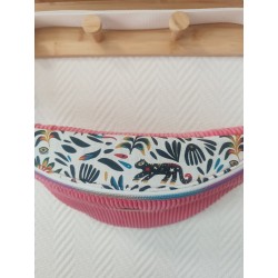 Sac banane velours coloris pamplemousse et imprimé jungle