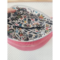 Sac banane velours coloris pamplemousse et imprimé jungle