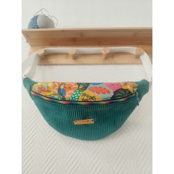 Sac banane velours vert et...