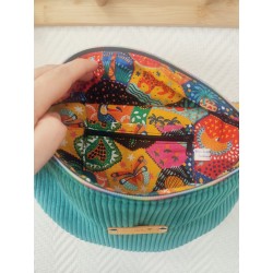 Sac banane velours vert et imprimé tropical