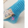 Sac banane velours bleu turquoise et imprimé fleuri bleu