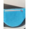 Sac banane velours bleu turquoise et imprimé fleuri bleu