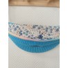 Sac banane velours bleu turquoise et imprimé fleuri bleu