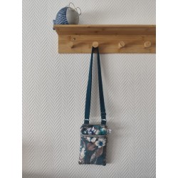 Pochette téléphone velours imprimé feuilles
