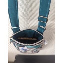 Pochette téléphone velours imprimé feuilles