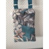 Pochette téléphone velours imprimé feuilles