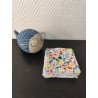 Lot de 5 lingettes toutes douces imprimé fleuri multicolore et éponge bambou blanche