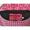Sac banane xl tissu lainage a carreau rose et noir et simili croco vernis