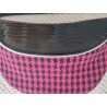 Sac banane xl tissu lainage a carreau rose et noir et simili croco vernis