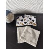 Lot de 5 lingettes toutes douces imprimé coeurs léopard et éponge bambou écrue