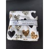 Lot de 5 lingettes toutes douces imprimé coeurs léopard et éponge bambou écrue