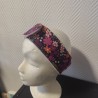 Bandeau de soin réglable imprimé fleuri mauve olga et éponge bambou rose toute douce