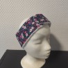 Bandeau de soin réglable imprimé fleuri fond marine et éponge bambou blanche toute douce