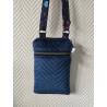 Pochette téléphone velours chevron tout doux bleu nuit