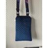 Pochette téléphone velours chevron tout doux bleu nuit