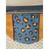 Sac banane léopard fond bleu et veloursmoutarde