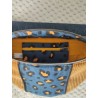 Sac banane léopard fond bleu et veloursmoutarde