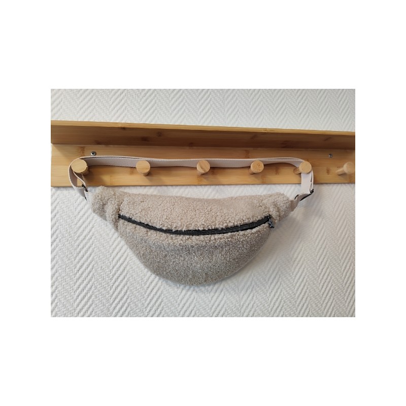 Sac banane moumoute écru et imprimé fleuri pastel