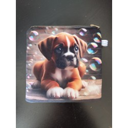 Pochette en velours imprimé chien à bulles- 20x20 cm