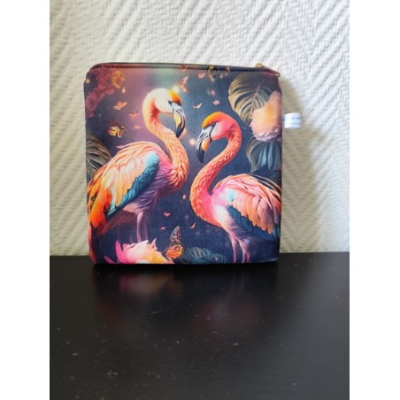 Pochette en velours imprimé flamands roses - 20x20 cm