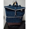 Sac à dos velours bleu marine fait main