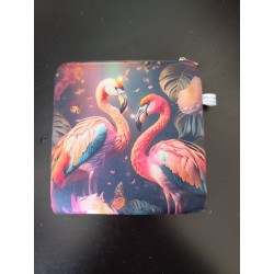 Pochette en velours imprimé flamands roses - 20x20 cm